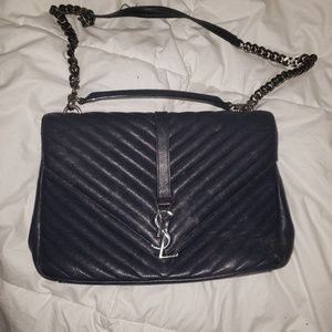 Saint Laurent large navy blue collége bag